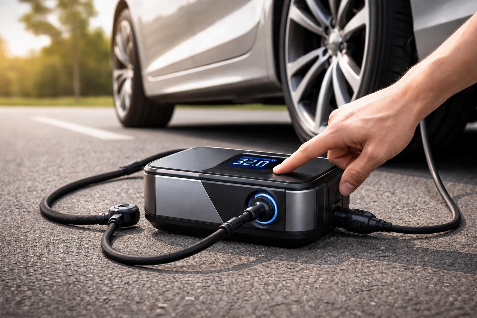 mini compresseur 12v pour véhicules : facile à brancher, rapide à utiliser et conçu pour une sécurité optimale lors du gonflage de vos pneus.